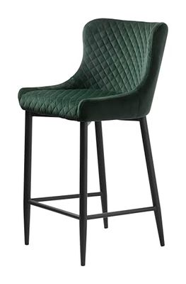 FJORDFORM Sgabello da bar, 1 sedia, velluto verde scuro, gambe nere