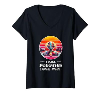 Donna Faccio sembrare robot robot robot robot camicia robot robot Maglietta con Collo a V