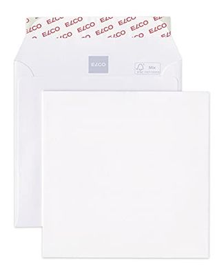 Elco 40948 vierkante enveloppen/verzendtas, doos met 500 enveloppen/verzendtas, zelfklevende sluiting, 145 x 145, 120 g, wit, venster: nee