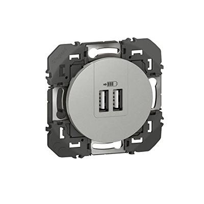 Legrand 095257 - Cargador doble USB Typea Dooxie, 2,4 A, aluminio
