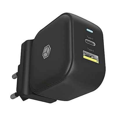 ICY BOX 38W 2-poorts USB-C & USB-A oplader, met Power Delivery & Quick Charge 3.0, USB oplader/voeding voor iPhone, iPad, mobiele telefoon, tablet, laptop en nog veel meer, IB-PS106-PD
