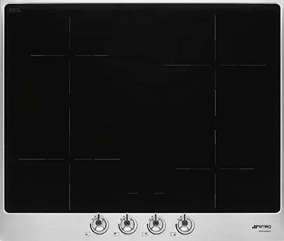 SMEG SI364FXM, Placa de inducción CLASSICA, Stainless steel frame + black glass (classica knobs)