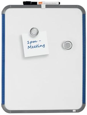 Nobo Mini Lavagna Magnetica Portatile con Cornice Sottile, Montabile a parete, in Orientamento Verticale o Orizzontale, Impugnature e Clip per Pennarello Integrate, 360 mm x 280 mm