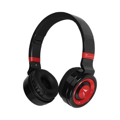 Techmade - Casque Bluetooth Pliable avec Microphone Intégré, Radio FM et Emplacement Carte SD, Couleur Rouge