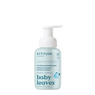 ATTITUDE 2-in-1 Hair and Body Foaming Baby Wash, EWG Verified Shampoo Soap, Dermatologically Tested, Made with Naturally Derived Ingredients, Vegan, Good Night, 295 mL
