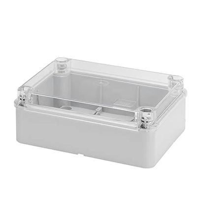 Gewiss GW44427 Smooth Wall Box for Junction and Electric and Electronic Equipment, Plain Screwed Transparent Lid, 190 mm L x 140 mm H x 70 mm D, 37 mm Max Hole Diameter, Grey