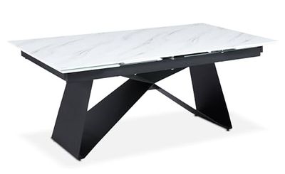 Menzzo Mogarie Table, Blanc/Noir, L180 x P100 x H75 cm