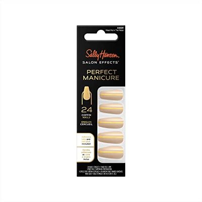 Sally Hansen Salon Effects Perfect Manicure, Meet Me In The Metal Coffin, Press on Nails with Adhesive Tabs & Glue, Easy Apply, 24 Pcs, Manicure at Home