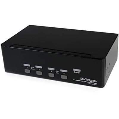 Startech SV431DD2DUA - Conmutador Switch KVM (4 Ordenadores, 2 monitores, Dobles DVI, Audio, 4 Puertos USB, 2048 x 1536)