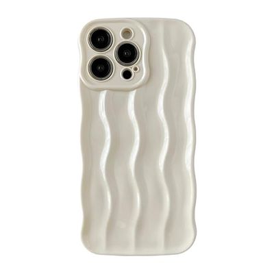 Caseative Water rimpel patroon krullend golf frame zacht compatibel met iPhone hoesje (wit, iPhone 14 Pro Max)
