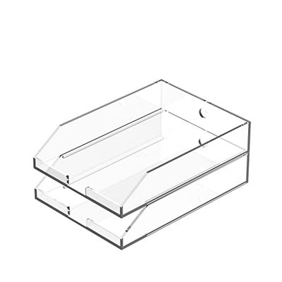 EXPUTRAN (2pcs Pack) Stackable Acrylic Paper Trays, Desk File Organizer, A4 Paper Holder, Letter Tray