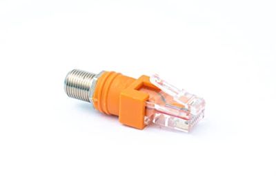 System-S Coaxiale adapter RJ45 stekker naar F type stekker 50 ohm kabel in oranje