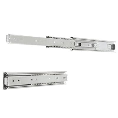 Amig - Guia de gaveta de aço zinco 450 x 45 mm, extração total com bolas de aço, carga 30 kg, durabilidade e resistência, prateado, 450 x 45 mm, aço ligado