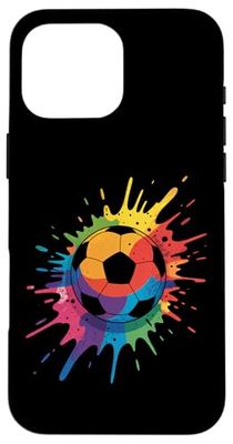 Soccer Football Paint Splash Art Colorful Sports Boys Girls Case for iPhone 16 Pro Max