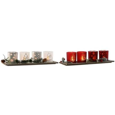 PORTAVELA SET 5 LED CRISTAL 40X9X13,5 2 SURT.