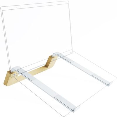 KD Essentials – Soporte para Laptop y Elevador portátil, Libre de plástico y Hecho de Metal Blanco y bambú Resistente – el Soporte Optimiza la ergonomía y la refrigeración de la PC, 10" a 16"