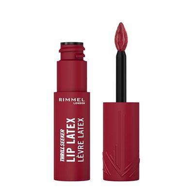 Rimmel London, Thrill Seeker Lip Latex, 450 Majesty, Rossetto liquido, Lucidalabbra, Colore labbra, Rossetto con acido ialuronico, Morbidezza e lucentezza, Idratazione, Vitamina E, Aloe Vera, 6 ml