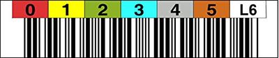 LTO 6 Label horizontal Numéro circulaire 000001–000099 Plage de numéros : 000200-000299