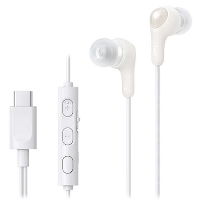 JVC HA-FR9UC-W, Auricolari USB-C™ Gumy Connect con telecomando con pulsanti facili da premere e microfono on/off, Bianco
