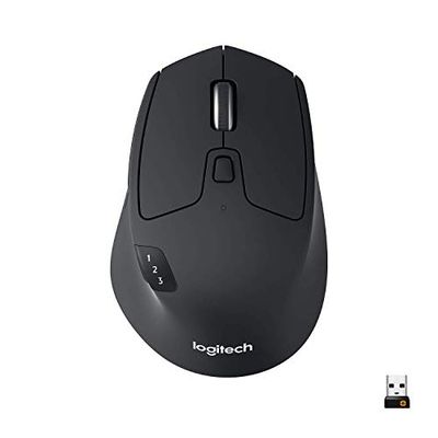 Logitech M720 Triathlon Bluetooth + USB 1000dpi Optical Right Handed Mouse - Black (Bluetooth + USB; office, Pressed Buttons, Wheel, Optical, Electricity)