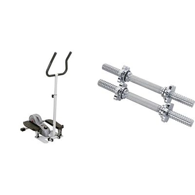 Sunny Health & Fitness Magnetic Underdesk/Standing Portable Ellittical Machine + 35.5 cm Threaded Chrome Dumbbell Bar