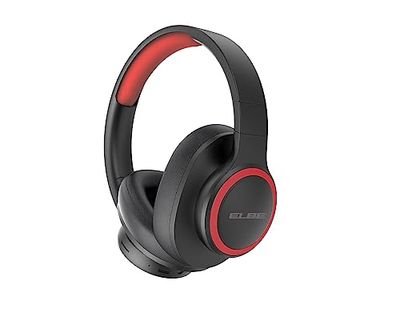 Elbe ABT-B26-N Bluetooth 5.1 Folding Headset with Microphone and FM Radio, 10 Hours Playtime, Black/Red