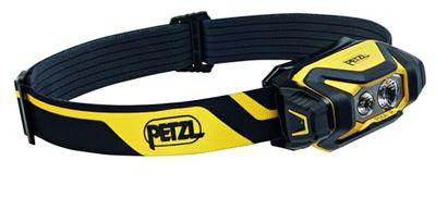 Petzl PIXA R - Lampada frontale professionale a LED, 600 lumen, IP68, impermeabile, ricaricabile, colore: Nero/Giallo