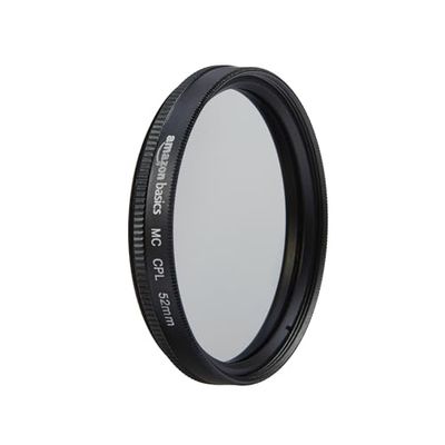 Amazon Basics 52 mm Filtro de proteção polarizador circular para cores mais profundas, redução de reflexos e reflexos, multicamadas, protege contra poeira, sujidade e riscos