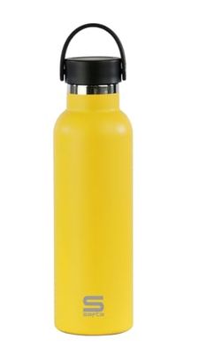 SAFTA ŻÓŁTA butelka termosu, butelka na wodę, stal nierdzewna, podwójna izolacja, gorący napój 12 h i zimny napój 24 godziny, 7,3 x 25 cm, 600 ml, Żółty, M, Casual