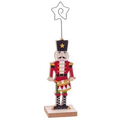 Juinsa Houten soldaat met sokkel en clip, boodschap, 19 cm, meerkleurig