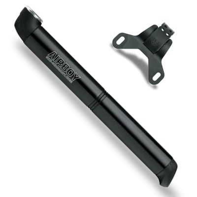 SKS GERMANY AIRBOY Minipompe (pompe à vélo avec système de pompage à deux chambres, accessoire avec 2 poignées de même taille, accessoire de vélo pour valve SV/DV, pression max.: 8 bar, 115 PSI), noir