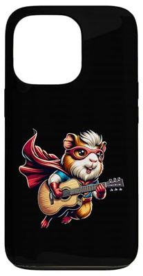 Superhero Guinea Pig Playing Acoustic Guitar Music Hero Case for iPhone 13 Pro