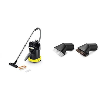 Kärcher Aspirapolvere AD 4 Premium, 600 W, 17 l, Giallo/Nero + KARCHER 2.863-221.0 - Cepillo coche set (WD)