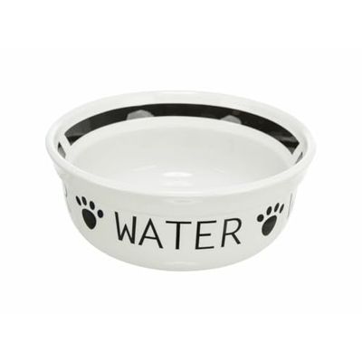 TRIXIE Comedero de cerámica, 0,25 l/ø 13 cm, Blanco/Negro
