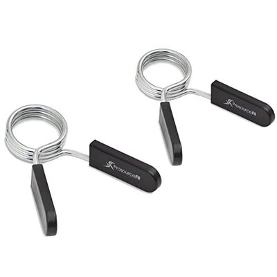 ProsourceFit Olympic Barbell Spring Clip Collar 2-inch Pair with Easy-Grip Handles for Weightlifting, Powerlifting and Strength Training