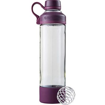 BlenderBottle Mantra glazen shakerfles voor eiwitmixen, 20 oz, pruim