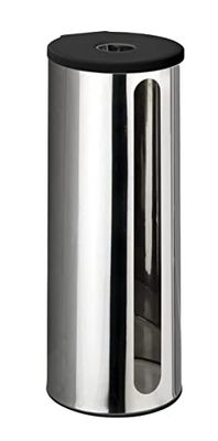WENKO Portarotolo di riserva da parete Detroit acciaio inossidabile - Portarotolo di riserva WC da parete, per 3 rotoli, fissaggio senza trapano, Acciaio inossidabile, 13.5 x 36 x 14 cm, Lucido