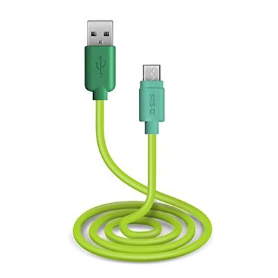 sbs Charging and Data Transfer Cable with USB 2.0 and Micro USB Connectors, Length 1 Metre, Green