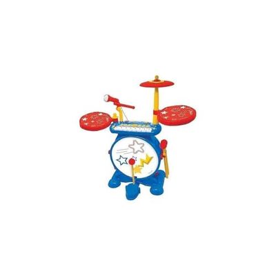Lexibook, Elektronisches Schlagzeug für Kinder, Musikspielzeug, realistischer Trommelklang, 8-Tasten-Tastatur, MP3-Stecker, inklusive Sitz, blau/rot, K610