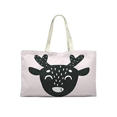 Bonamaison Printed Tote Bag, Reusable Grocery Bag, Shopping Bag, Machine Washable, Foldable, Canvas Cloth Bag with Handles, 50x40 Cm
