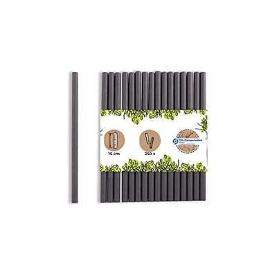 GREENBOX Papieren rietjes, 15 cm diameter, 7 mm diameter, biologisch afbreekbaar, zwarte rietjes, feestrietjes voor cocktails, papieren rietjes, 250 stuks, zwart