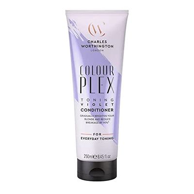 Charles Worthington ColourPlex Toning Violet Conditioner, Tone and Brighten for Blonde Hair, Salon Purple Toning Conditioner for Blondes, 250 ml