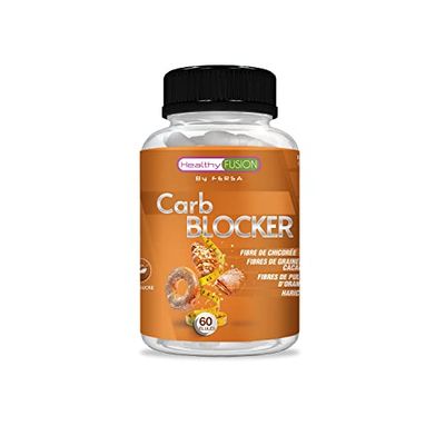 Healthy Fusion Carb Blocker | Puissant bloqueur de graisses et de glucides | Action amincissante | Formule Sugarlock | Graines de Cacao, Pulpe d'Orange, Fibres de Chicorée | 60 gélules