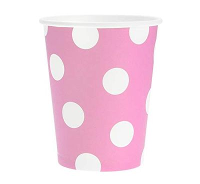 Farbe Pink Polka Dots Pappbecher (6 Stücke) 270 ml