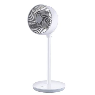 Simple Deluxe Staande ventilator, 50 W, mobiele ventilator, staande ventilator, oscillatie 60°, 3 snelheden/3 modi/15 uur timing, voor slaapkamer thuis en thuiskantoor, 17 cm (7 inch), wit