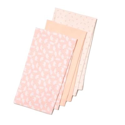 Amazon Essentials x Sofia Grainge Lot Langes pour Emmaillotage 107 x 107 cm Mixte Bébé, Lot de 3, Lapins/Ours Polaire/Pêche Pâle, Taille unique