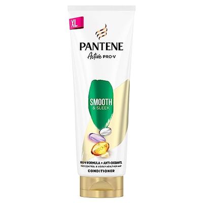 Pantene Pro-V Smooth & Sleek Hair Conditioner, 2x The Nutrients In 1 Use, Strengthen Hair From Within, For Frizzy And Dull Hair, 350ML