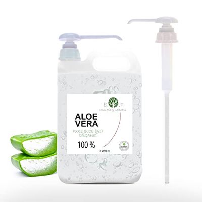 BIO Fresh Aloe Vera, Liquide, Jus concentré provenant directement de la plante. 100% naturel et pur. Pressé à froid. Biologique - 2000 ml 2 L