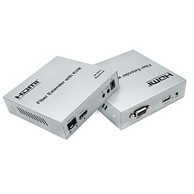 PremiumCord Optische HDMI-extender tot 20 km, resolutie 4K @60Hz 2160p, HDMI 2.0, HDCP 2.2, metalen behuizing, zwarte kleur