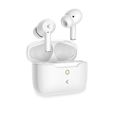 KSIX Orion Wireless Bluetooth Headphones with HD Calls, Noise Cancelling ENC, True Wireless Stereo, 15h Autonomy, Voice Assistants, Waterproof, Touch Control, White 